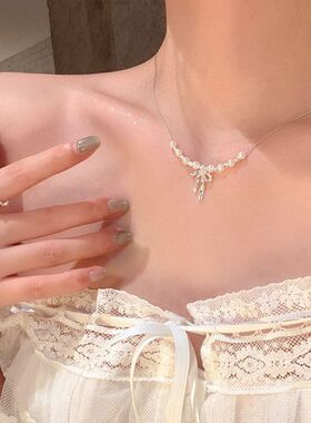 链抖音网红蝴蝶结百搭蕾丝锁骨