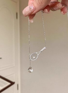 老钱风吊坠网球拍镶嵌爆火项链