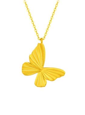 女轻奢项链磨砂蝴蝶不锈钢百搭翅膀通勤链潮网红锁骨气质吊坠折纸