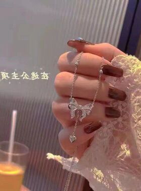 气质蝴蝶结项链吊坠ins高级锁骨