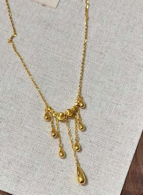 高级感项链简约水滴流苏猫眼灵动精致珠镭射锁骨同款女轻奢金店链