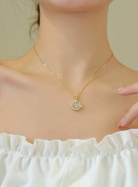 吊坠锁骨月亮项链不锈钢锆石星星