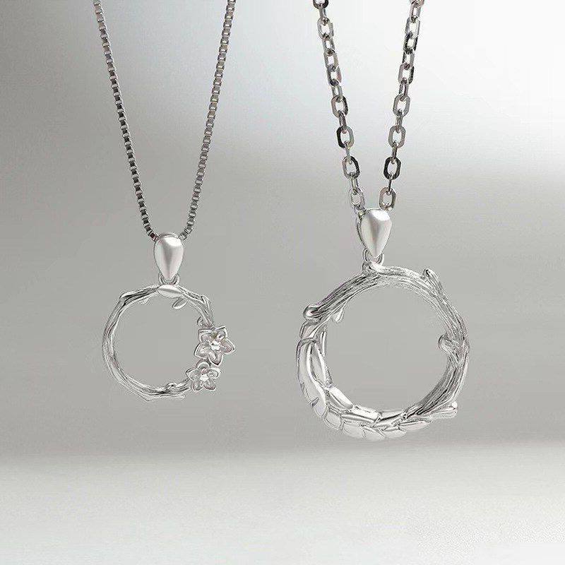 礼物情人节ins吊坠男女花朵信物好物情侣项链枝干勿忘我一对森系