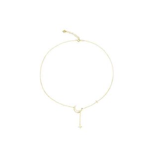 女轻色镀颈链新款锁骨星月链批发百搭奢小众配饰项链黄金设计感