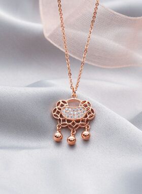 链日锁骨长命锁气质项链纯银韩风