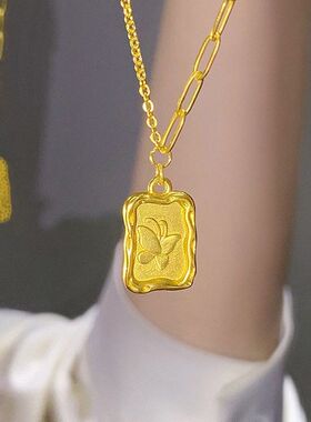 轻奢小众蝴蝶立体链吊坠流行复古