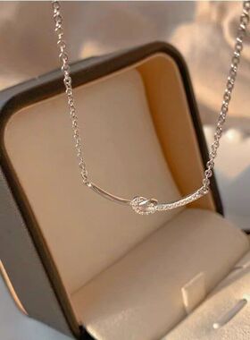 银项链微笑锁骨轻奢小众设计货源女绳结网红款爱心链直播新款批发