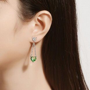 绿少女精致清凉耳环跨境心形百搭手链钻心项链新款薄荷绿爱心轻奢