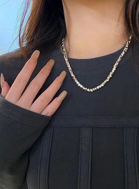 潮小众时髦2022新款ins碎银年设计链几两高级感轻奢锁骨项链女