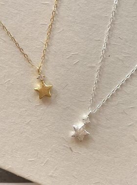 项链女星星链韩版五角星幸运星拉丝锆石新款简约轻奢小众设计锁骨