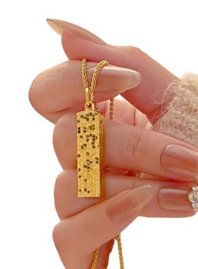 碎碎冰小金条印章链镀金吊坠吊坠