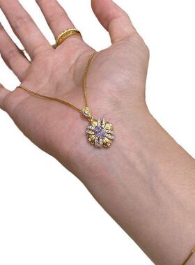 紫色锆石项链锁骨轻奢小众法式