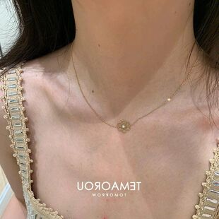 轻奢新款高级感链女颈链锁骨蕾丝小花爆闪金珠精致