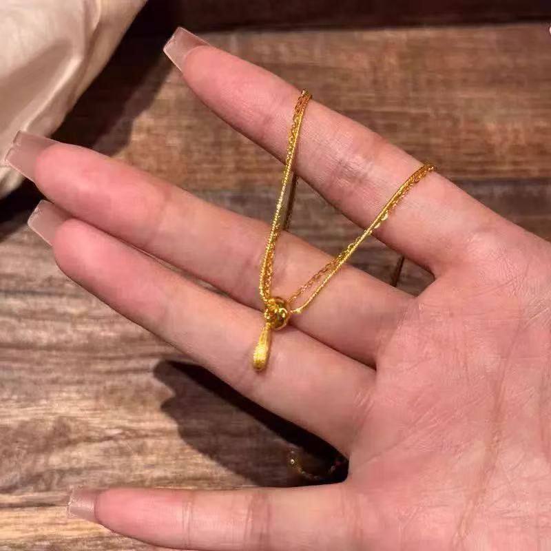 跑链环秋冬锁骨项链复古气质水滴拉丝高颜值