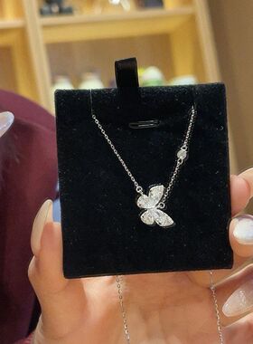 小红书闪设计韩系甜妹项链锆石首饰同款精致链小众女超锁骨蝴蝶风