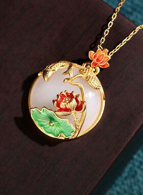 平安无事荷塘月色珐琅彩国潮新品