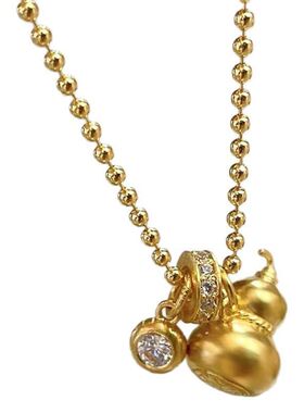 个性新中式小众时尚古法金福字锁骨葫芦小胖工艺链项链设计高级感