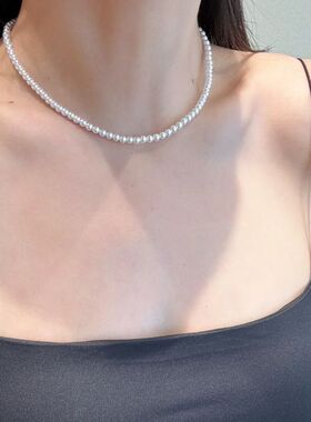 锁骨珍珠项链锁骨小众轻奢人造简约气质时尚链女链百搭高级艾瑞雅