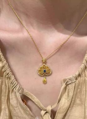 花丝吊坠新中式淑女钻桃心镂空