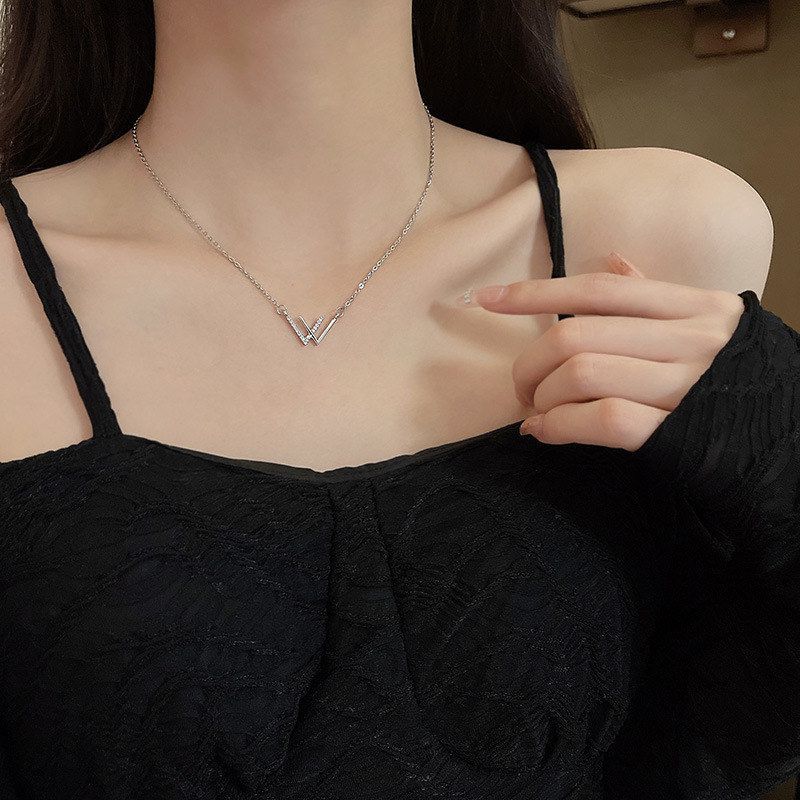 网项链女纯银999配饰锁骨链首饰珍珠高级感轻奢小众项坠装饰毛衣