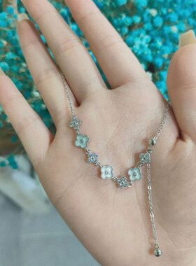 项链设计小众镶钻轻奢女七花幸运