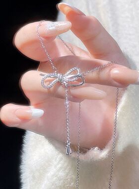 个性蝴蝶结不锈钢项链颈链简约
