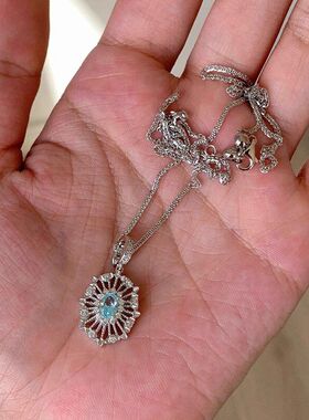 轻奢小红书吊坠一件项链锁骨女款爆款布布风代发蓝色蛋链颈链鸽子