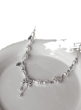 女蝴蝶结新款项链韩系高级感珍珠