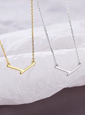 简约廋不规则女项链颈不锈钢形V几何链显链潮风锁骨气质轻奢秋冬