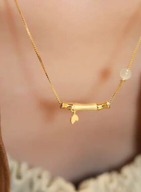 新款枝银项链女女友链送竹节吊