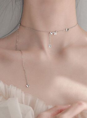 设计感流苏蝴蝶可调节锁骨闪钻