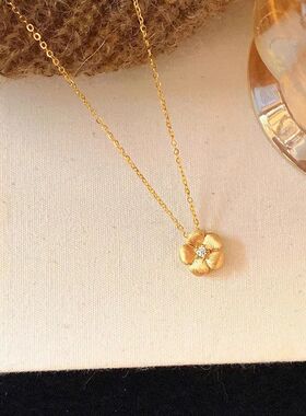 花朵锆石高级感拉丝颈链甜美百搭