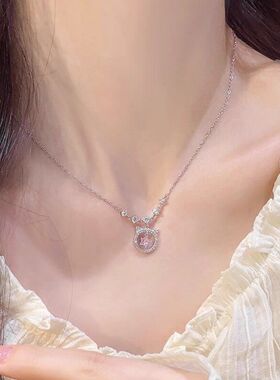 女带链新款轻奢小众粉钻颈甜美