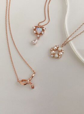 珍珠锁骨女轻链女高级感蝴蝶结