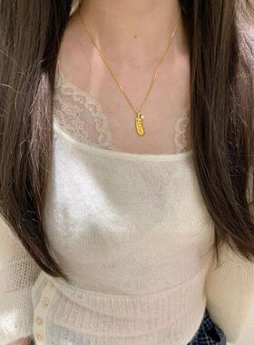 羽毛轻奢小众复古金色高级感项链
