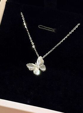 拉丝甜美蝴蝶送项链礼物锁骨锆石