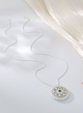 女复古罗盘项链旋转镶钻可文艺