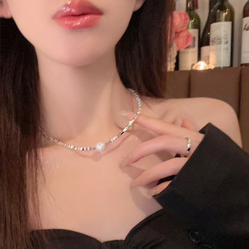 配饰锁骨链首饰珍珠高级感轻奢小众项坠装饰毛衣项链几何锁骨异形