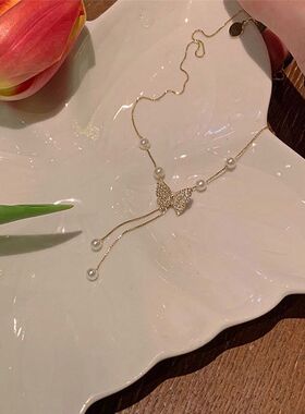 蝴蝶链百搭小众旅游流苏珍珠抽