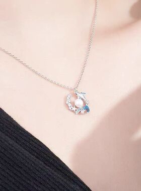吊坠鲸鱼轻奢小众送珍珠项链女生