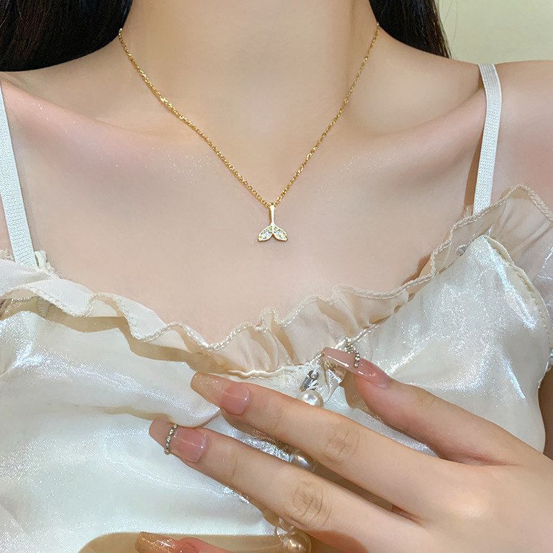 流项链女纯银999配饰锁骨链首饰珍珠高级感轻奢小众项坠装饰毛衣