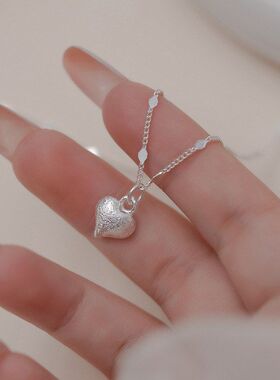 百搭拉丝爱心女生吊坠链小众时尚