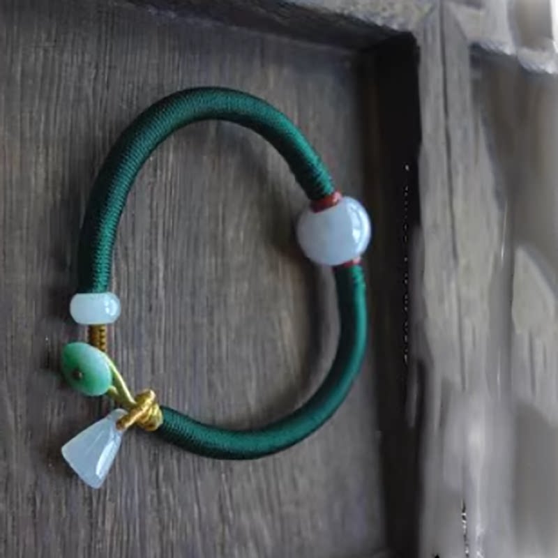 天然翡翠转运珠手链 路路通玉手链 原创手工编绳玉珠手绳手珠手串