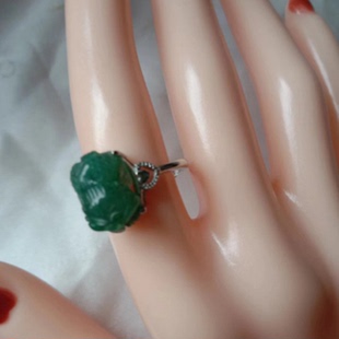 独玉貔貅戒指男女南阳独山玉指环天然玉石天蓝料A货独玉原石饰品