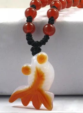 红玛瑙小金鱼挂饰女士款原石吊坠