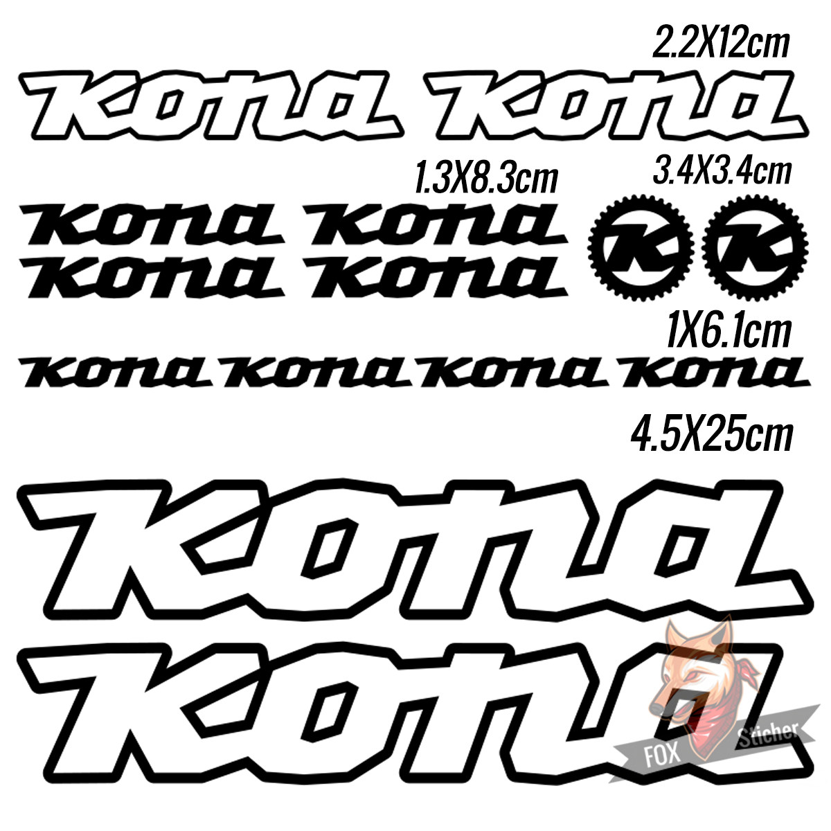 自行车架改装 KONA-2 轻量化装饰贴纸多种尺寸防水防晒多色可选