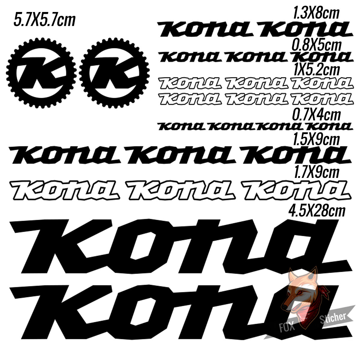 自行车架改装 KONA-3 轻量化装饰贴纸多种尺寸防水防晒多色可选
