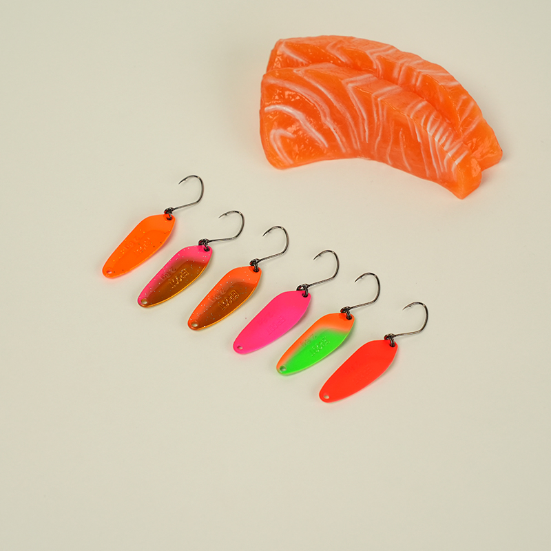 EPCOT亮片鳟鱼彩色路亚饵黑坑三文鱼马口金属假饵钓鱼饵V型亮片