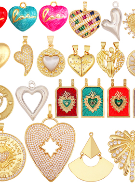 R40 欧美流行 纯铜 滴油 红色 Love 爱心 和平友好 锆石项链吊坠