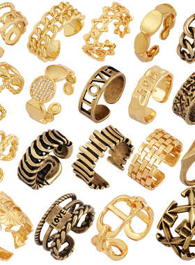 男士嘻哈欧美戒指可调节